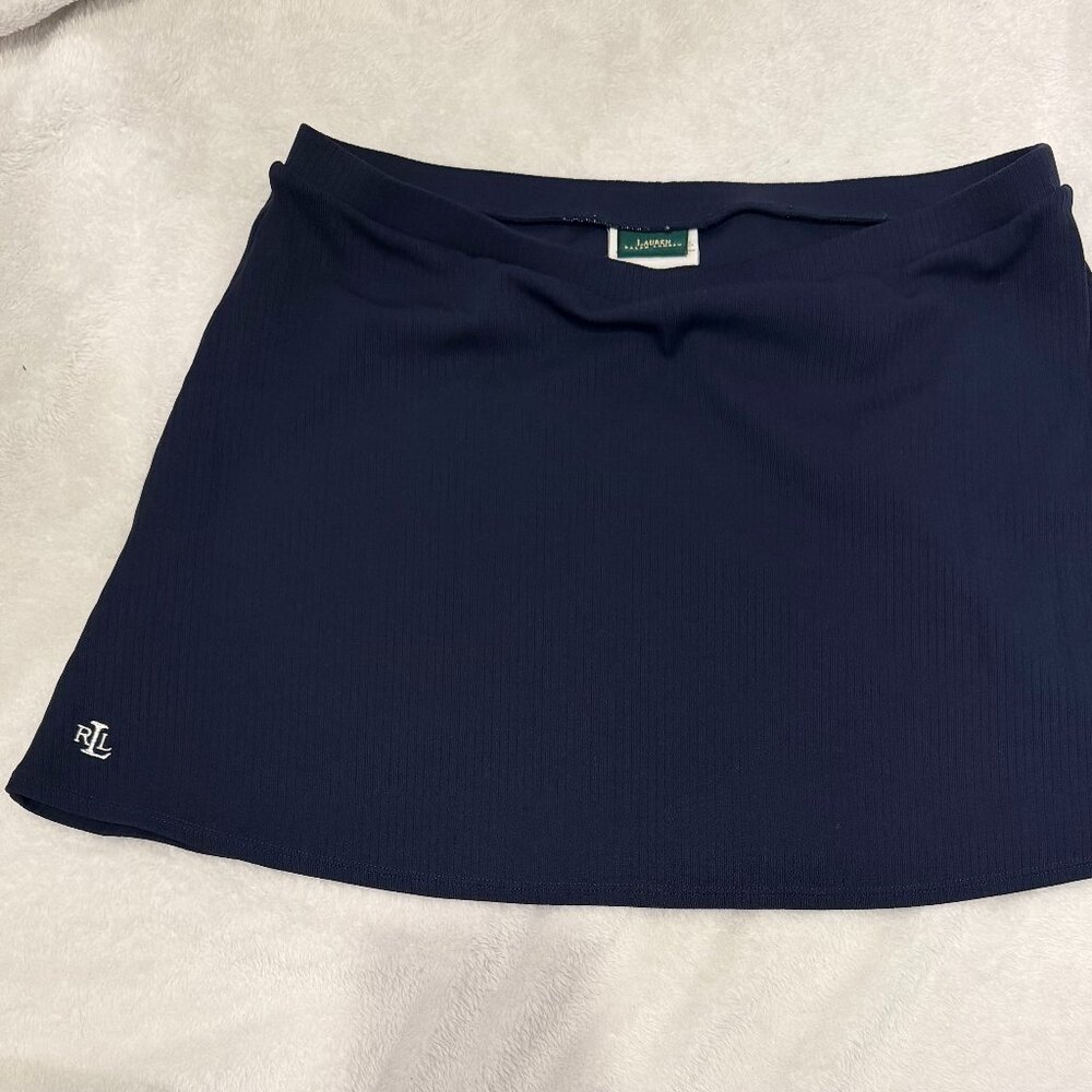 Vintage Ralph Lauren Navy Rib-Knit Preppy Tennis Skirt Size L